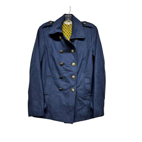 CAbi Coat Size M Navy Blue Wool Blend Peacoat Gold Anchor Buttons - Picture 11 of 16